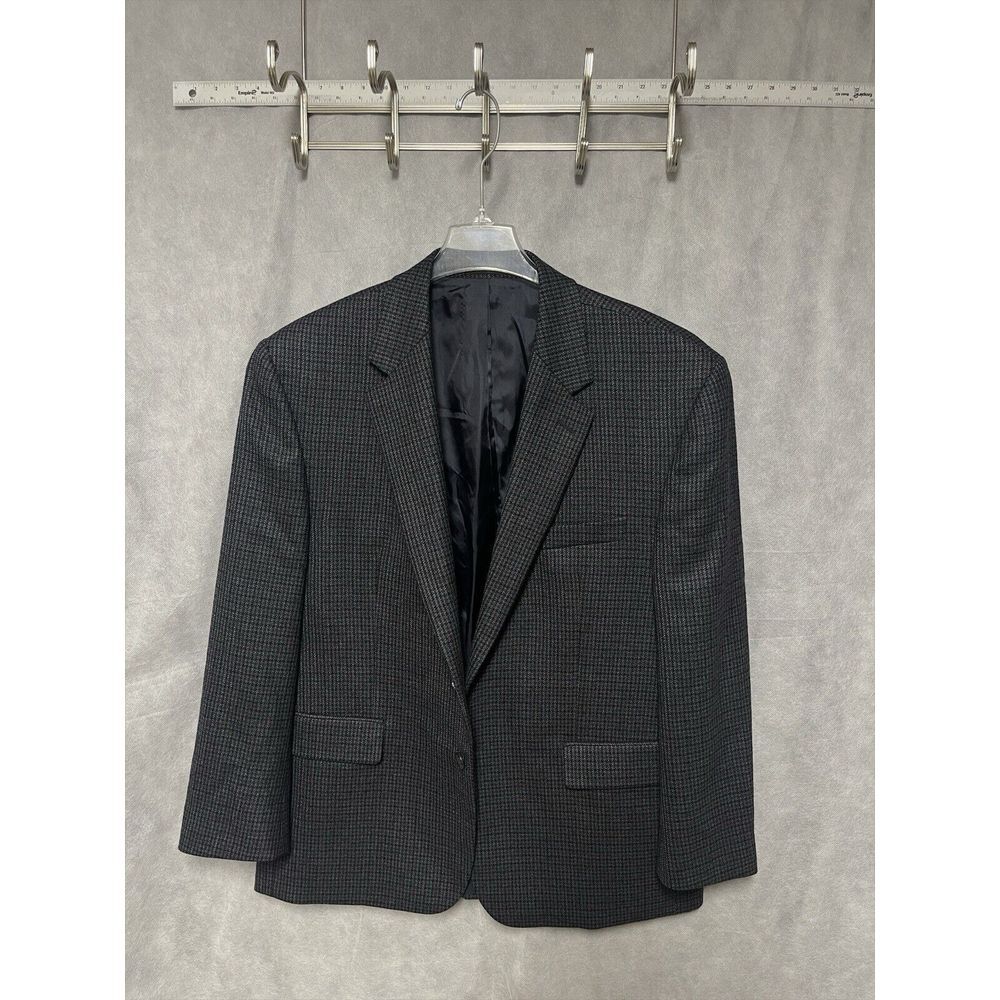 Chaps Blazer Men 44S Gray Blue Lambswool Ralph Lauren Flannel Coat Jacket Luxury